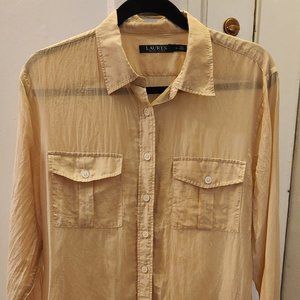 Lauren by Ralph Lauren Women's Safari Long sleeve blouse with belt, US L